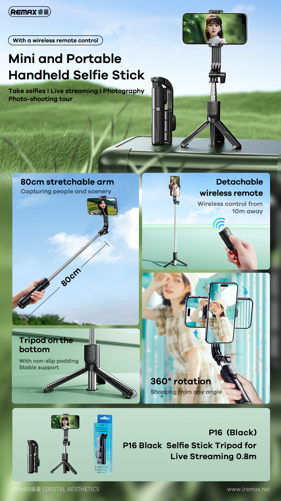 REMAX SELFIE STICK Tripod 0.8m P16