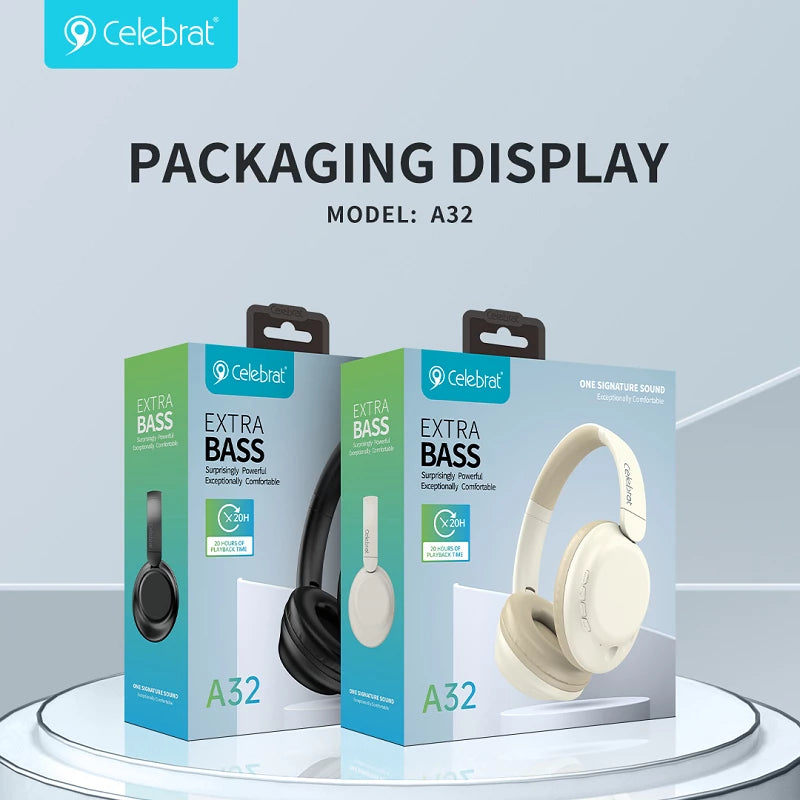 CELEBRAT A32 Extra Bass Bluetooth Headphones