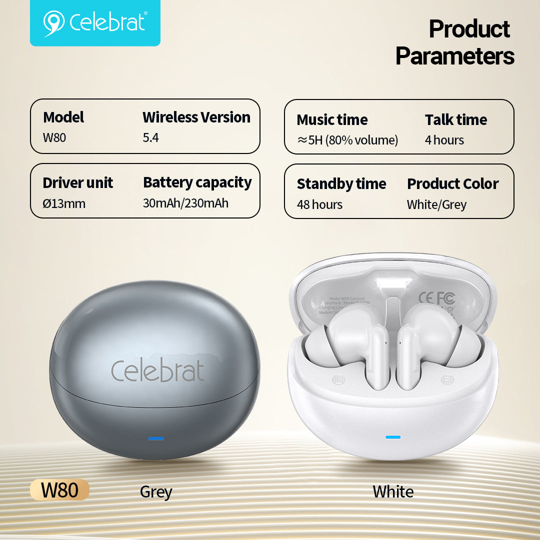 Celebrat W80 Bluetooth 5.4 Hi-Res Audio Earbuds