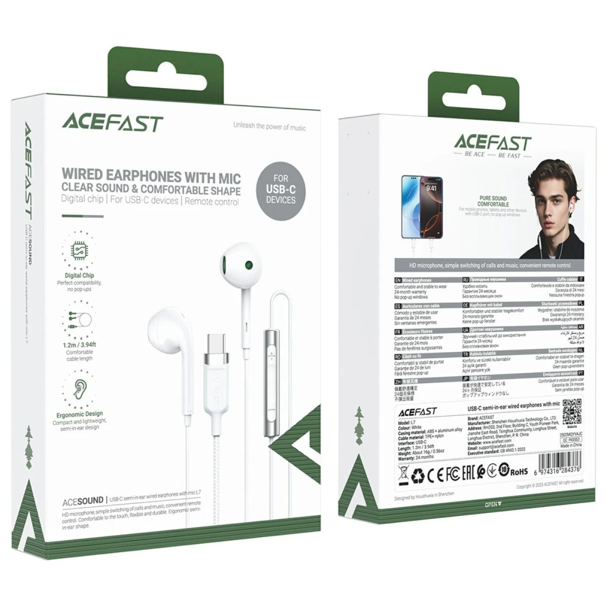ACEFAST USB-C Semi In-Ear Wired Earphones L7
