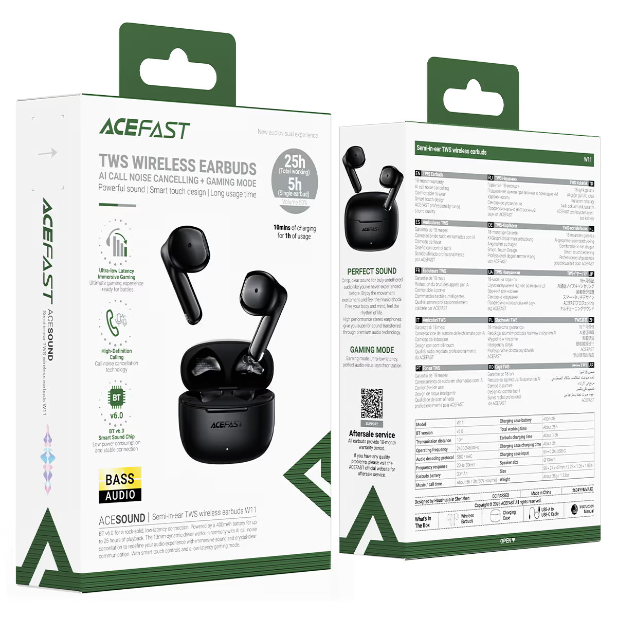 ACEFAST Semi-In-Ear TWS BT Earbuds W11