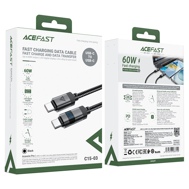 ACEFAST USB-C to USB-C 60W Charging Data Cable C15-03