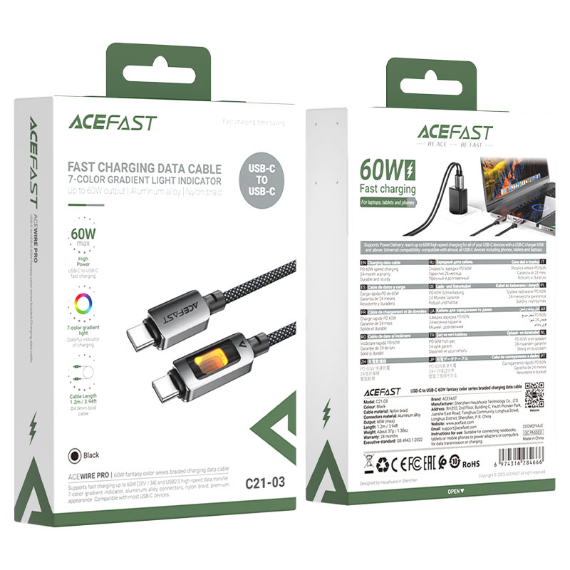 ACEFAST Charging Data Cable C21-03 USB-C to USB-C 60W