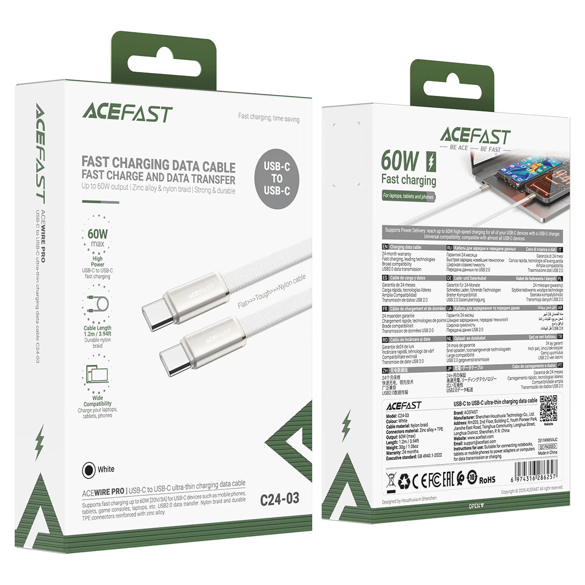 ACEFAST USB-C to USB-C 60W Charging Data Cable C24-03