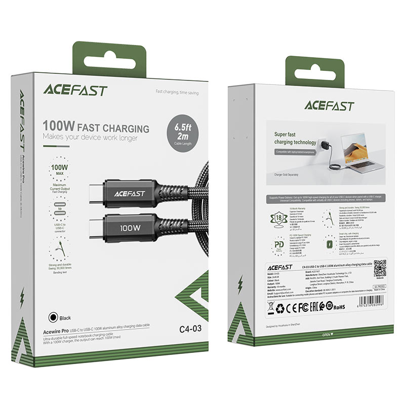 ACEFAST Charging Data Cable C4-03 USB-C to USB-C 100W