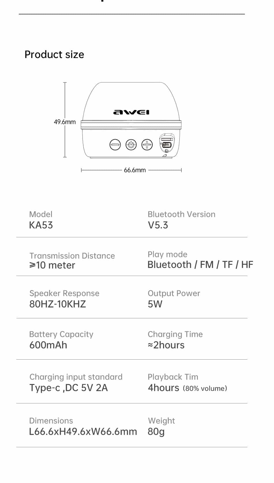 AWEI KA53 Bluetooth Speaker