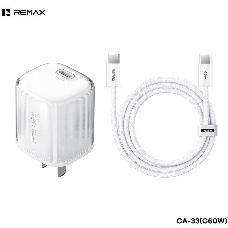 REMAX Lingsun Series 60W GaN Foldable Charger + C-C Data Cable Set CA-33(C60W)