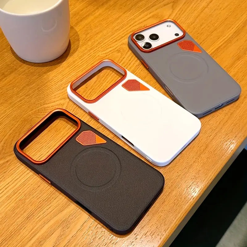 iPhone 17 Pro Max Premium Leather-Finish Magnetic Phone Case