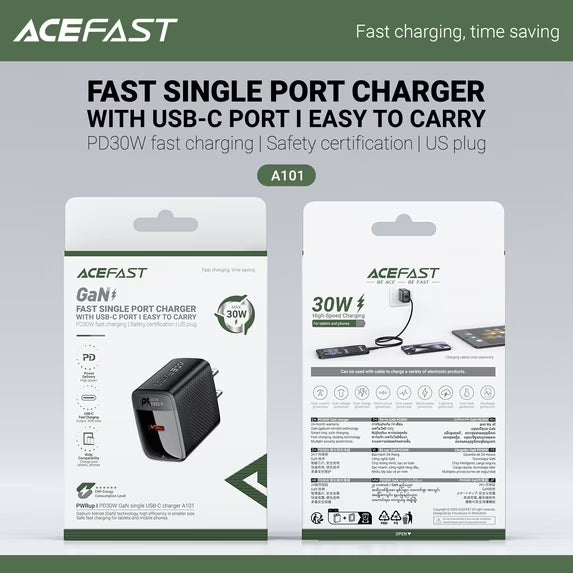 ACEFAST A101 PD30W GaN single USB-C charger (US)