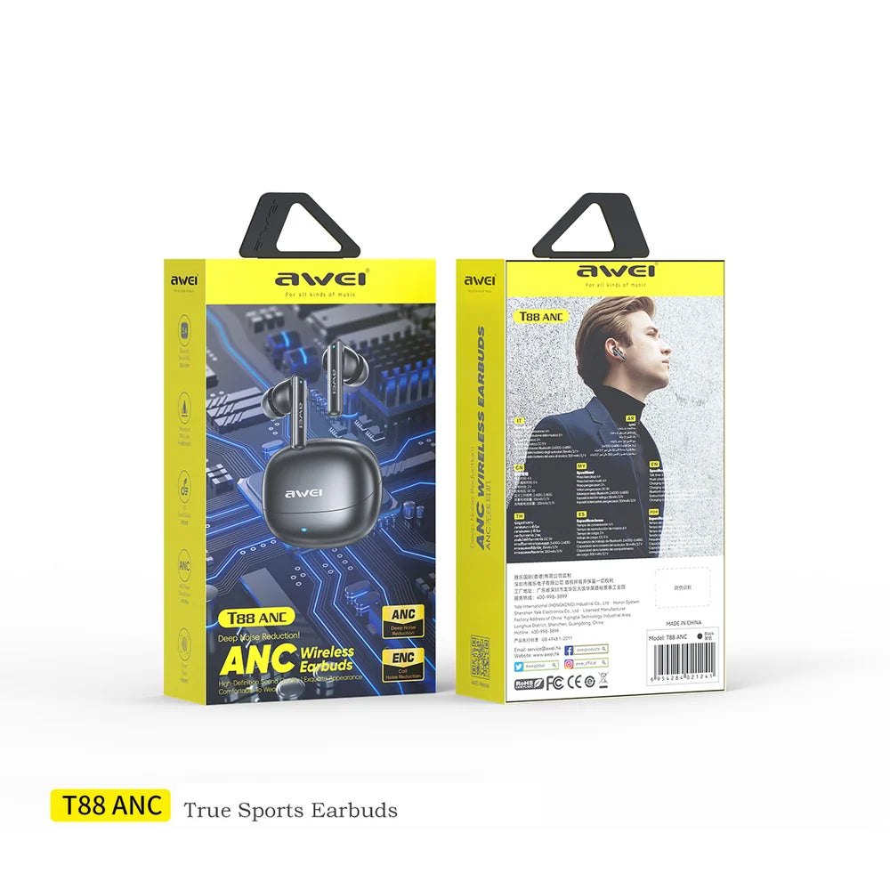 AWEI T88 ANC AI Headphones (AI Translation, ENC Dual Noise Cancellation)