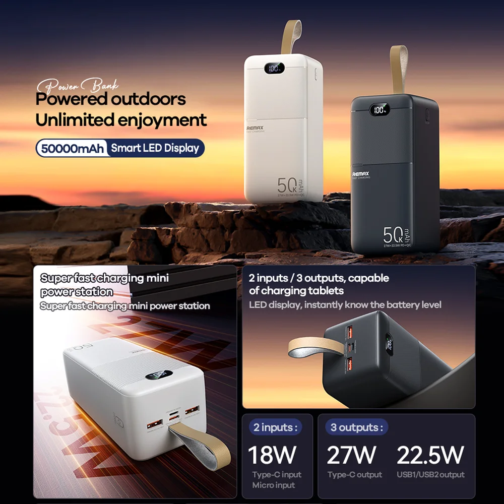 REMAX RPP-117 27.5W 50000mAh PD+QC Fast Charging