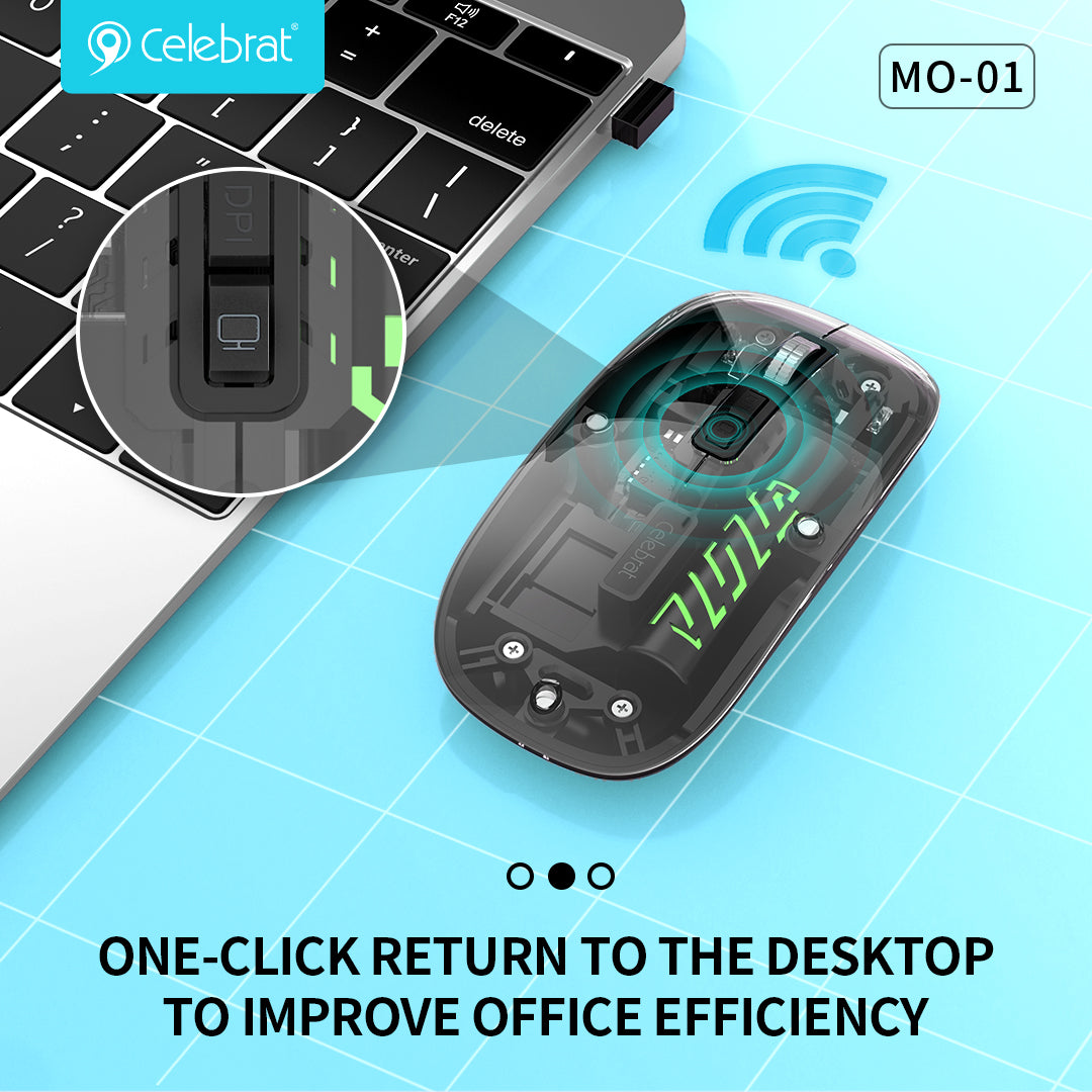 Celebrat Dual-Mode Wireless Silent Computer Mouse MO-01