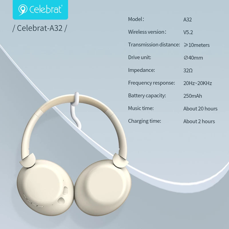 CELEBRAT A32 Extra Bass Bluetooth Headphones