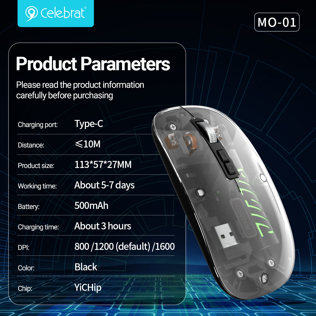 Celebrat Dual-Mode Wireless Silent Computer Mouse MO-01