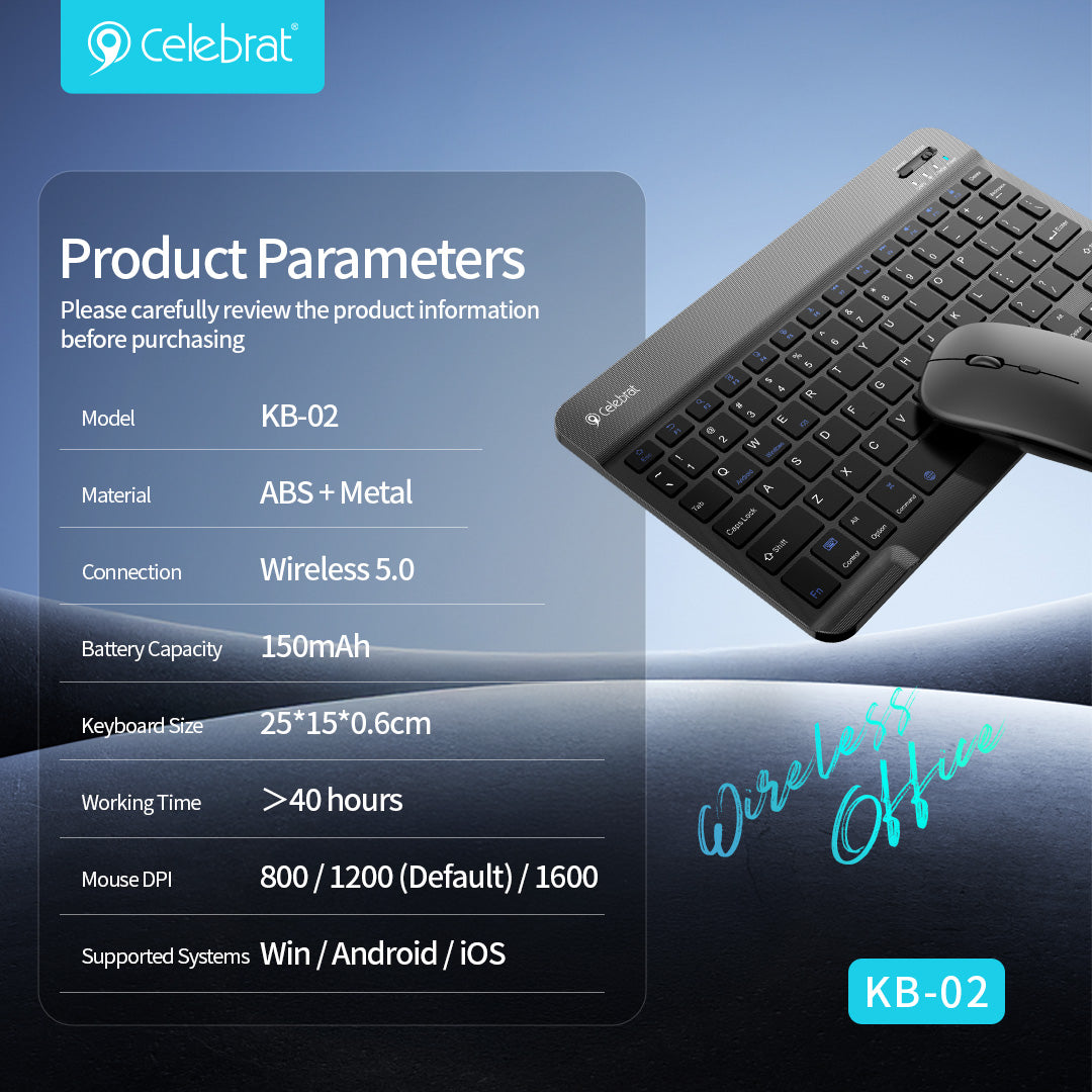 Celebrat Wireless Keyboard and Mouse Combo KB-02