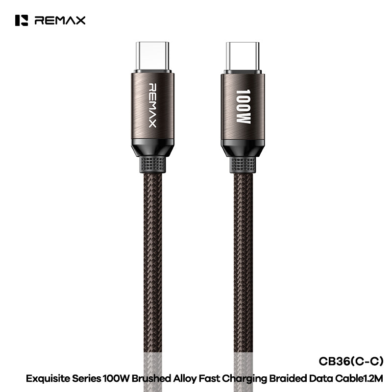 REMAX Exquisite Series 100W Brushed Alloy Fast Charging Braided Data Cable CB36 (C-C)