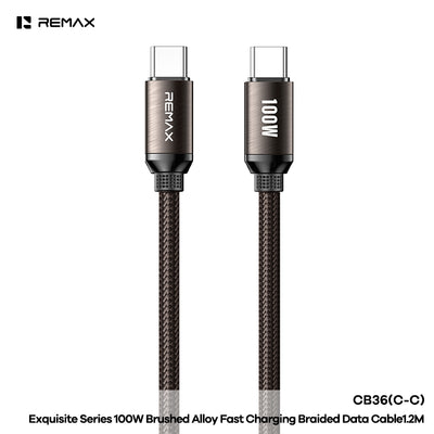 REMAX Exquisite Series 100W Brushed Alloy Fast Charging Braided Data Cable CB36 (C-C)