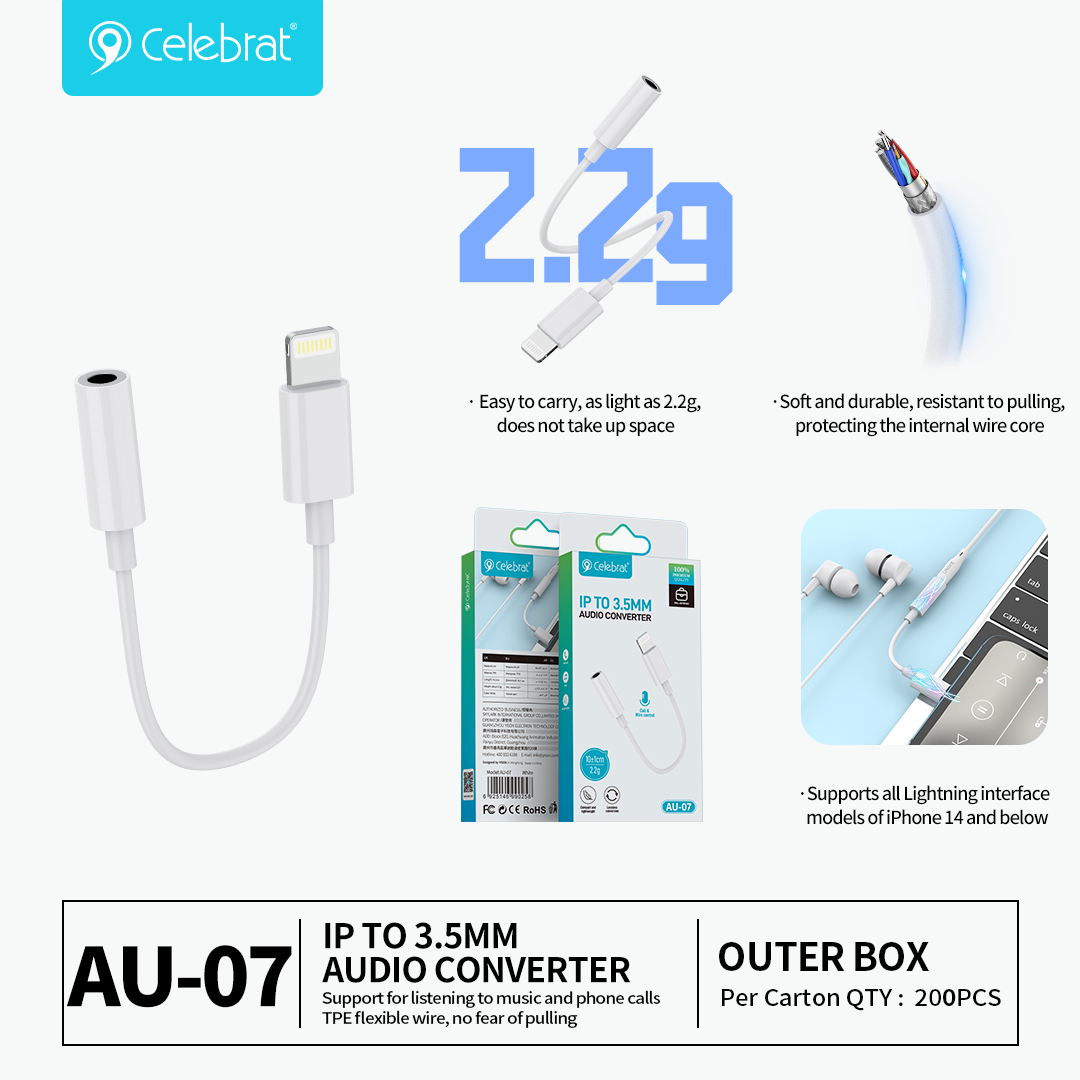 Celebrat Lightning to 3.5mm Audio Conversion Cable AU-07