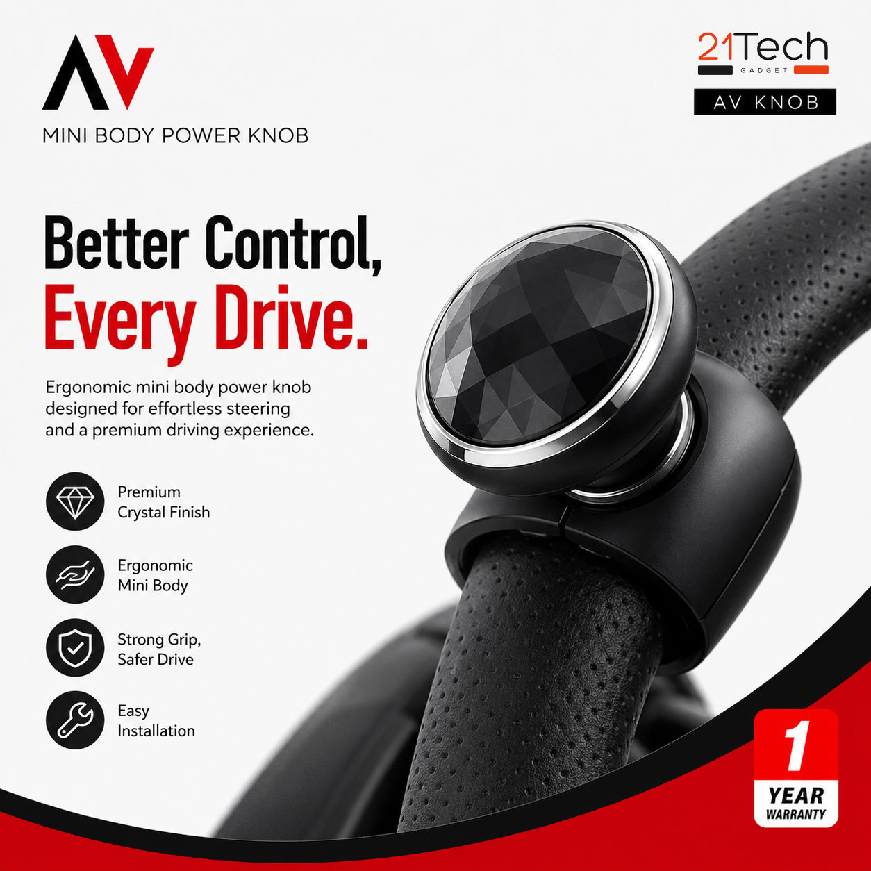 AV Mini Body Power Steering Wheel Knob
