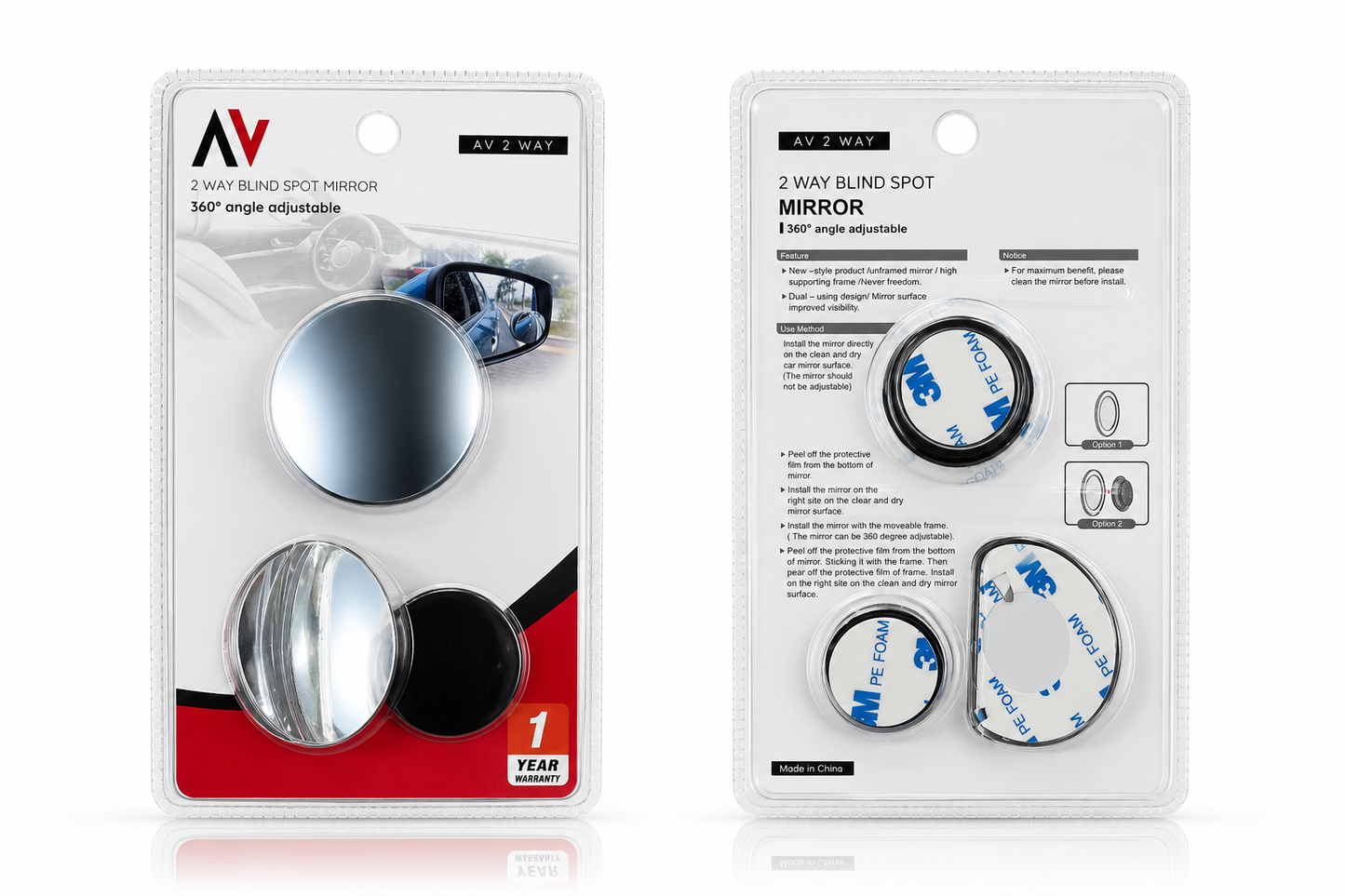 AV 2 Way Blind Spot Mirror
