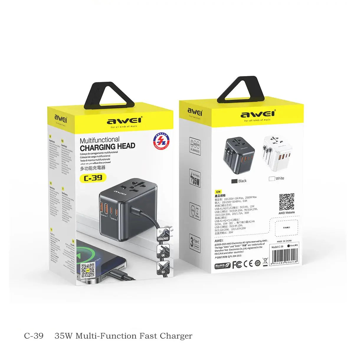Awei 35W Multi-Port Universal Travel Adapter C-39