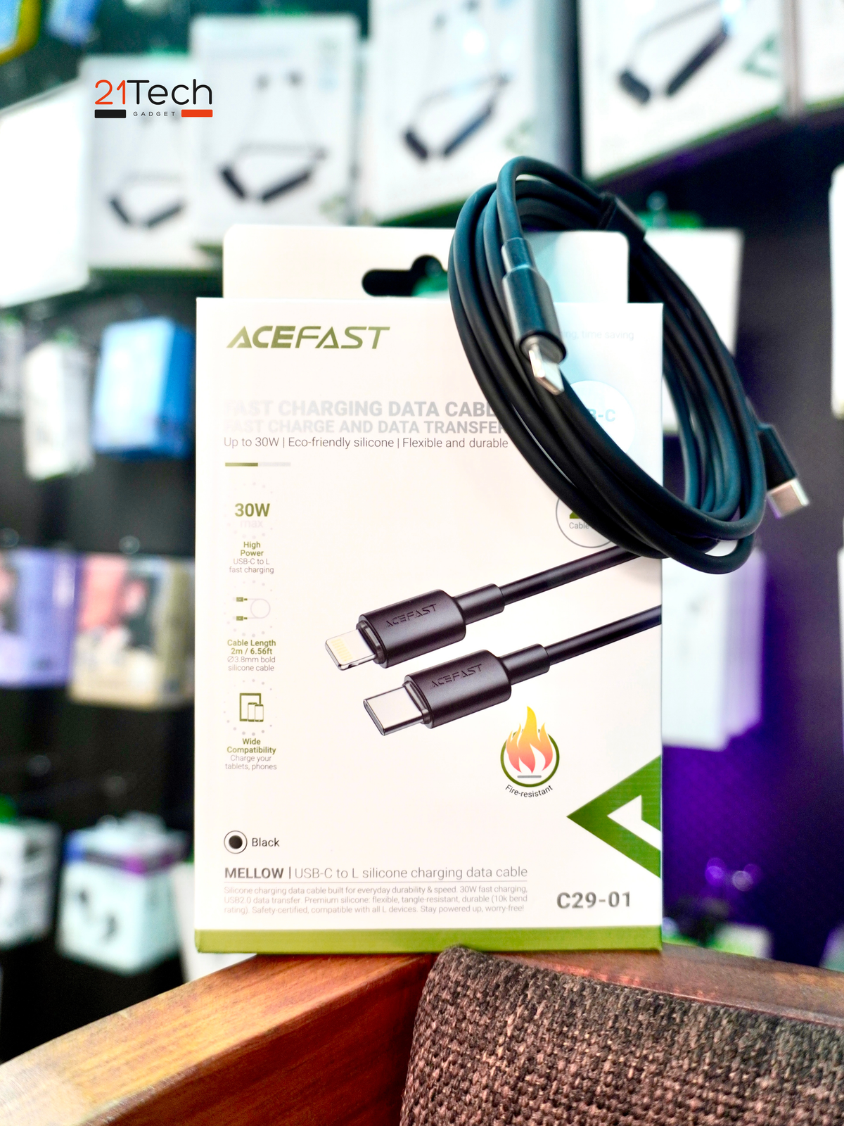 ACEFAST C29-01 Silicon Charging Data Cable type-C to type-Lighting (2m)