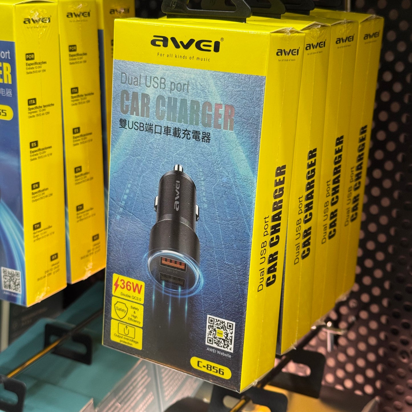 AWEI 36W Dual Fast Car Charger C-856