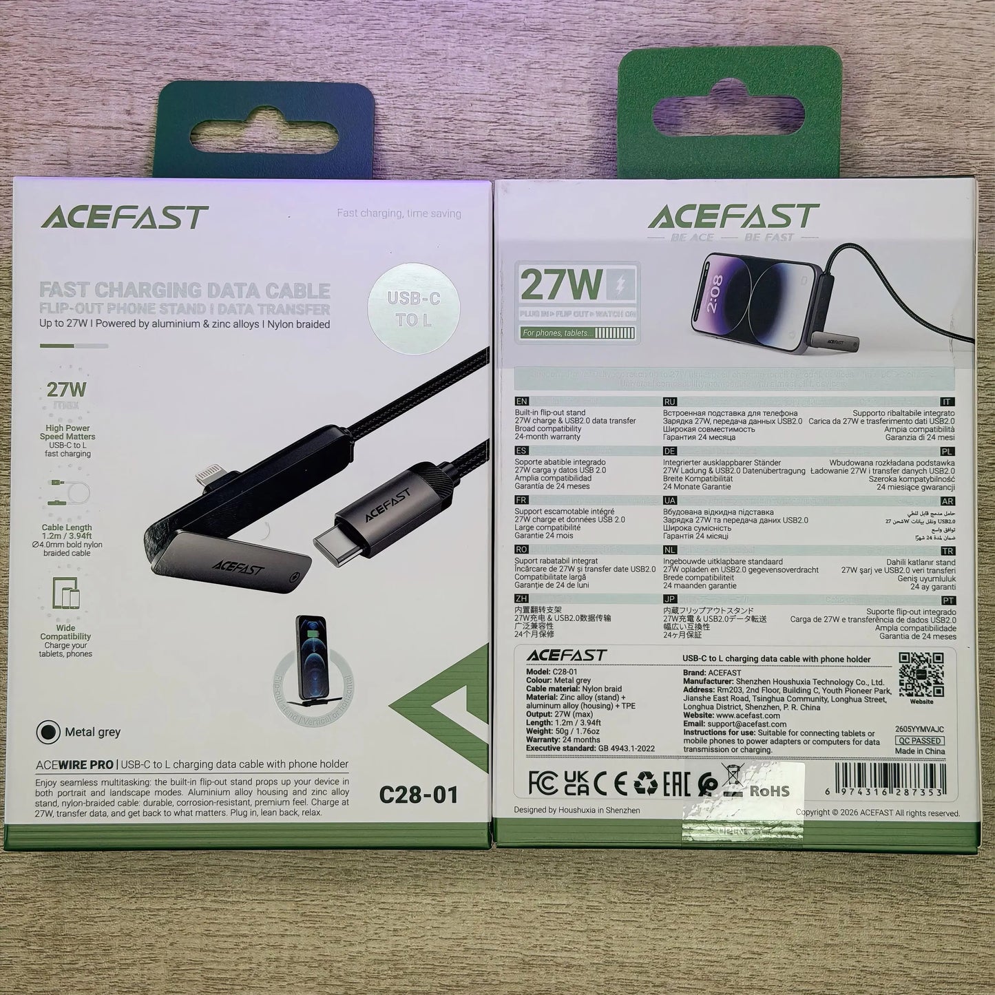 ACEFAST Charging Data Cable C28-01 USB-C to USB-C 27w