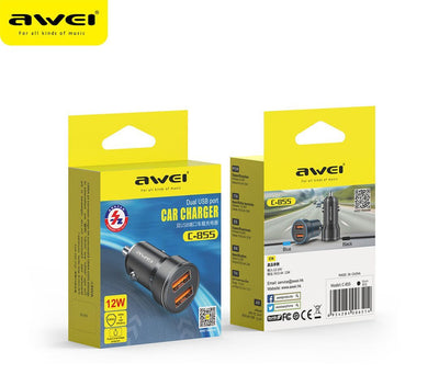 AWEI Aluminum Alloy Car Charger C-855 black