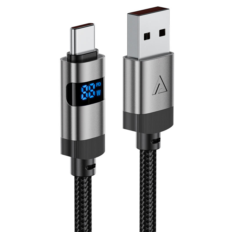 ACEFAST C15-04 USB-A to USB-C zinc alloy digital display braided  charging data cable（1.2m）