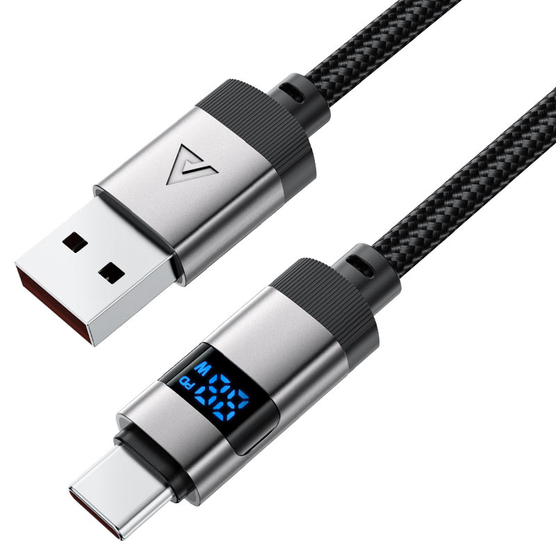 ACEFAST C15-04 USB-A to USB-C zinc alloy digital display braided  charging data cable（1.2m）
