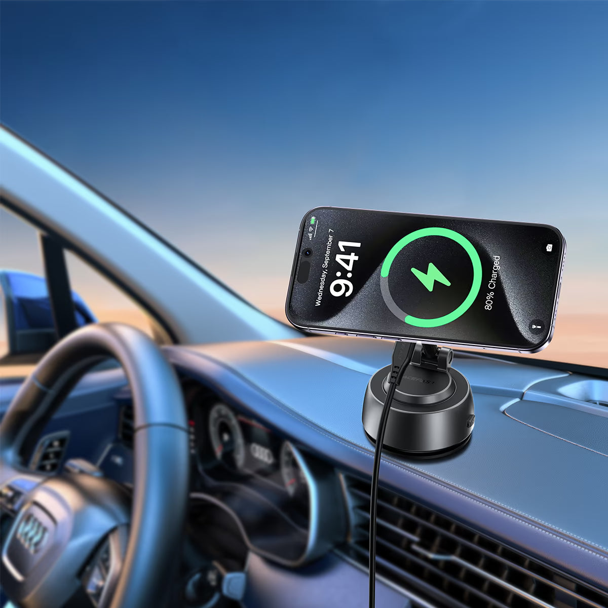 ACEFAST E53 Wireless Charging Car Holder With Electric Suction Cup for Dashboard