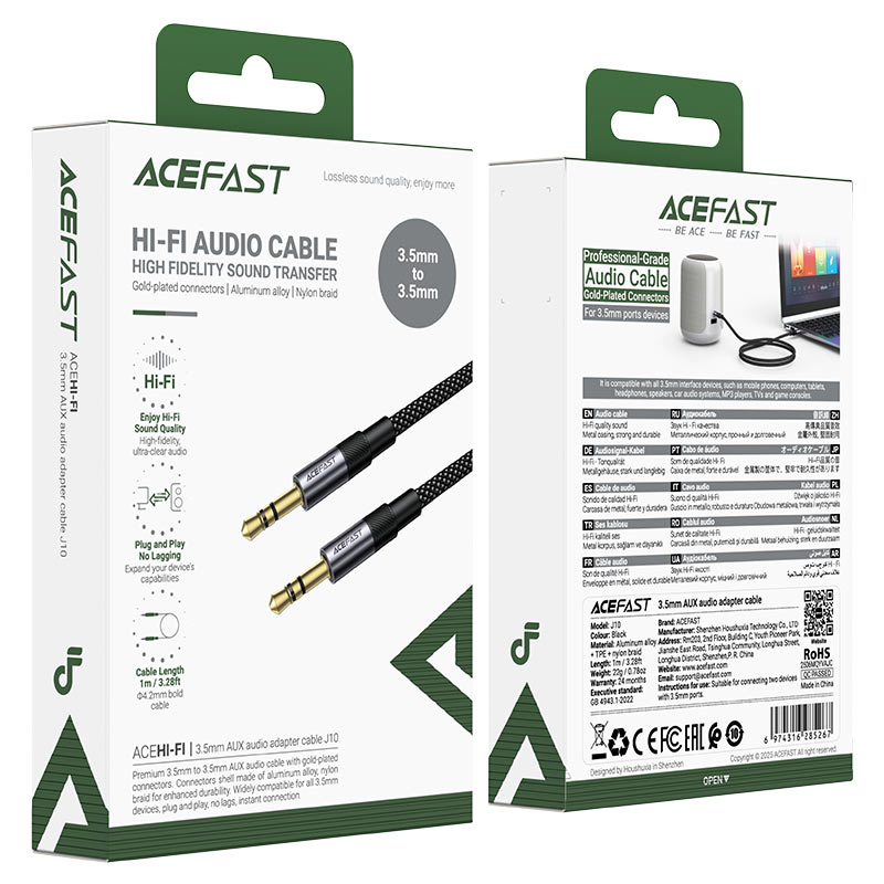 ACEFAST J10 3.5mm AUX audio adapter cable（1m）
