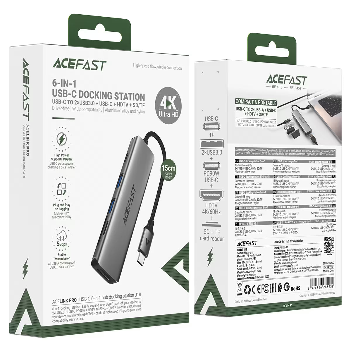 ACEFAST USB-C Docking Station 6-in-1 J18