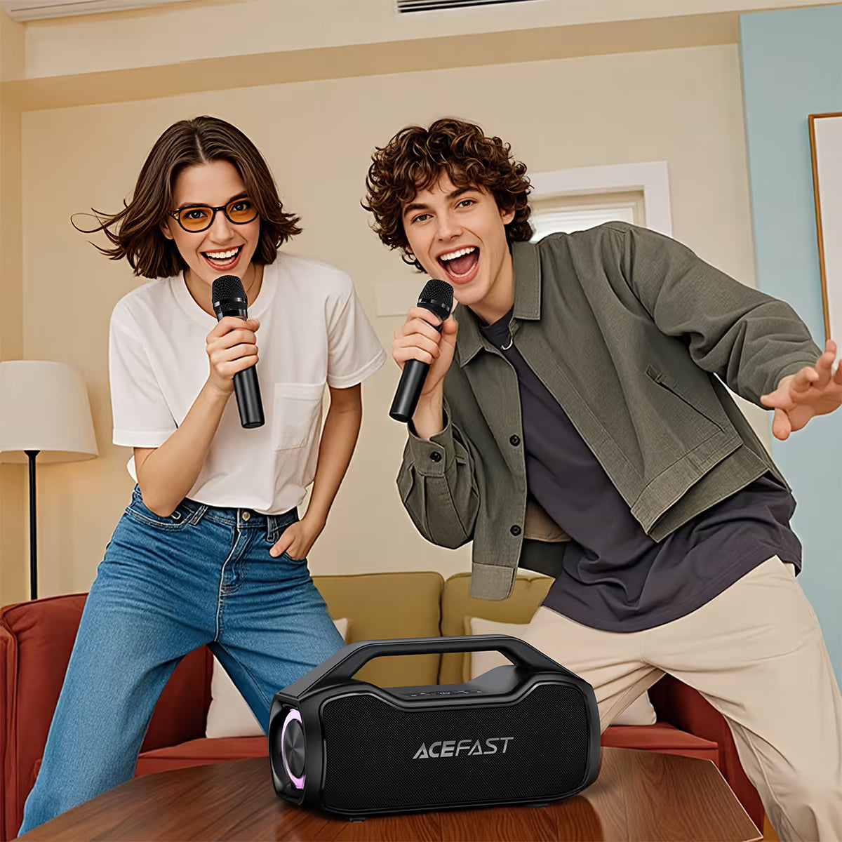 ACEFAST Portable Wireless Speaker K14 With 2 Wireless Mics