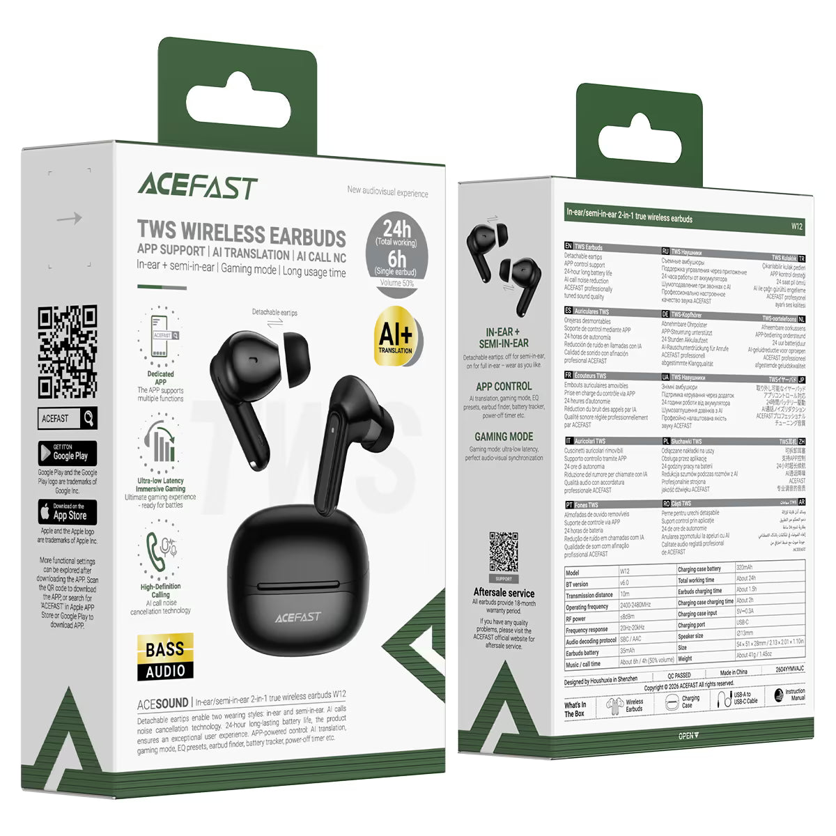 ACEFAST TWS Earbuds W12 AI Translation