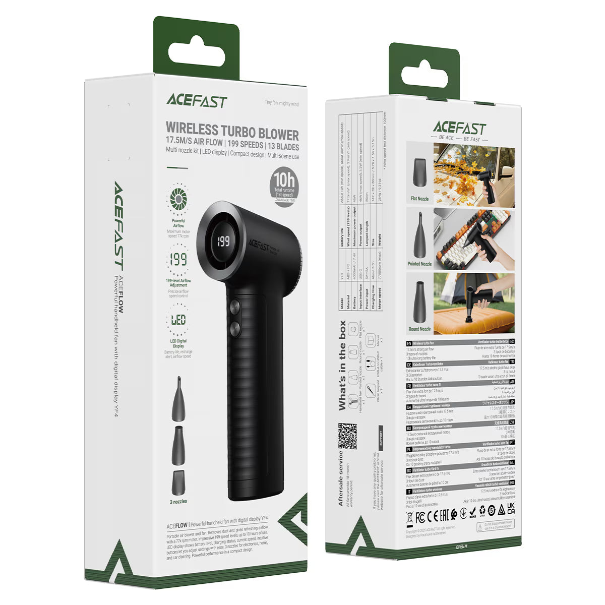 ACEFAST Powerful Handheld Fan with Digital Display YF4