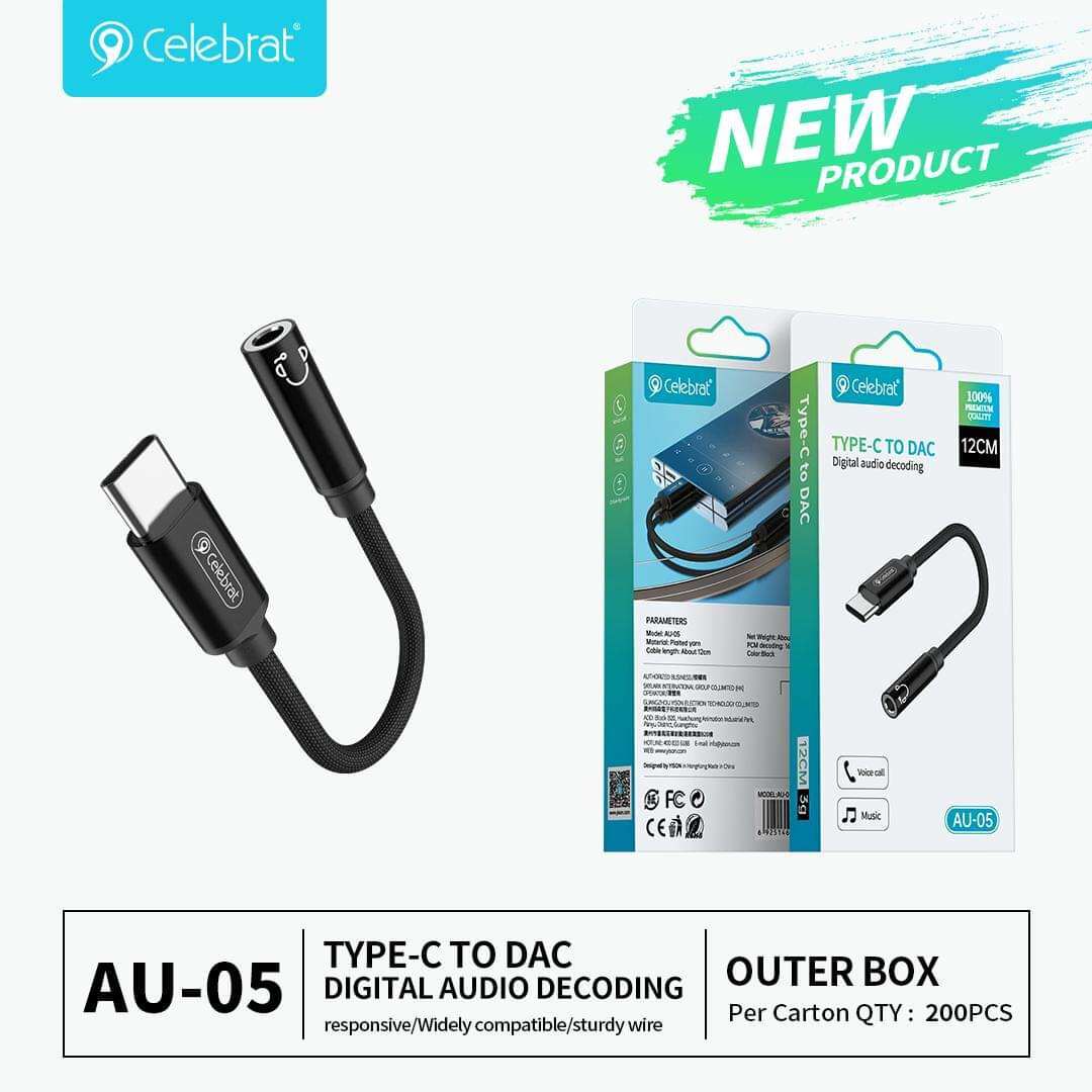Celebrat Type-C to 3.5mm DAC Audio Conversion Cable AU-05