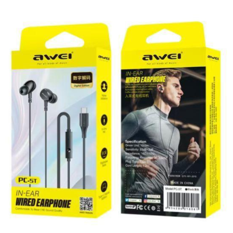 AWEI Type-C Wired Semi-In-Ear Earphone PC-5T