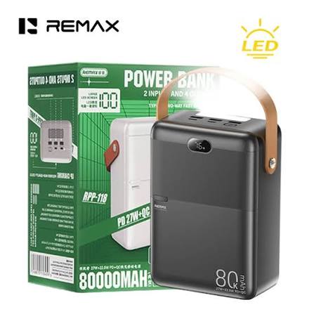 REMAX POWER BANK RPP-118 27W 22.5WPD+QC 80000mAh