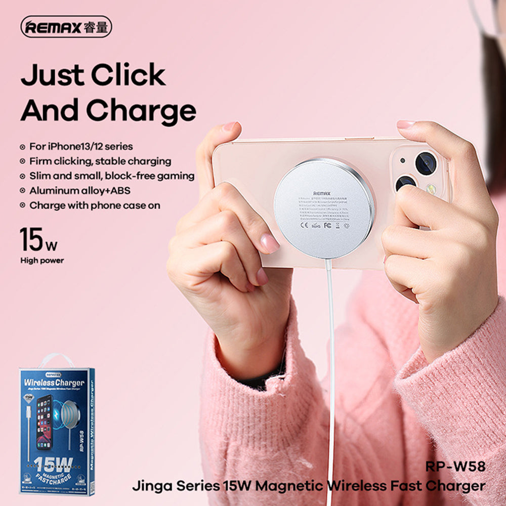 Jinga series 15W Fast Charging Aluminum Alloy Magnetic Wireless Charger RP-W58