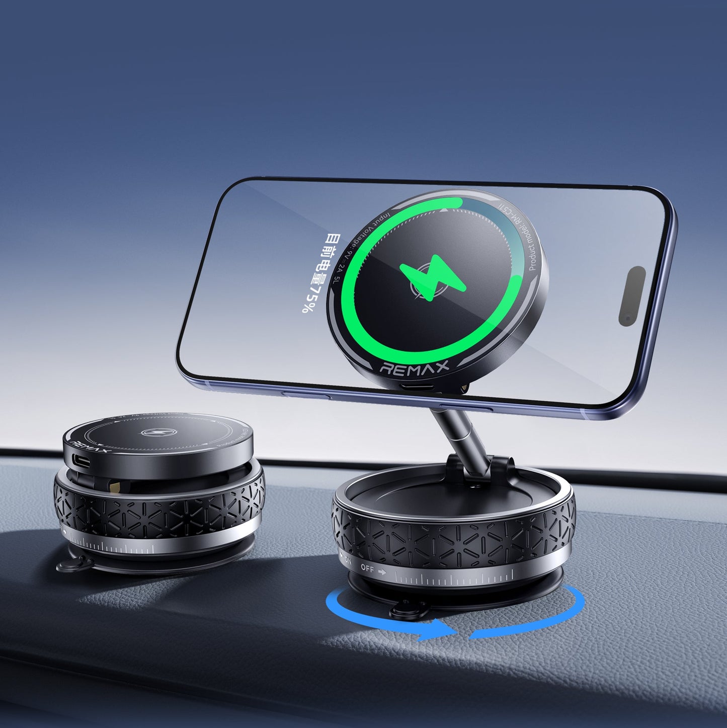REMAX 15W Rotating Magnetic Wireless Charging Car Mount C51i
