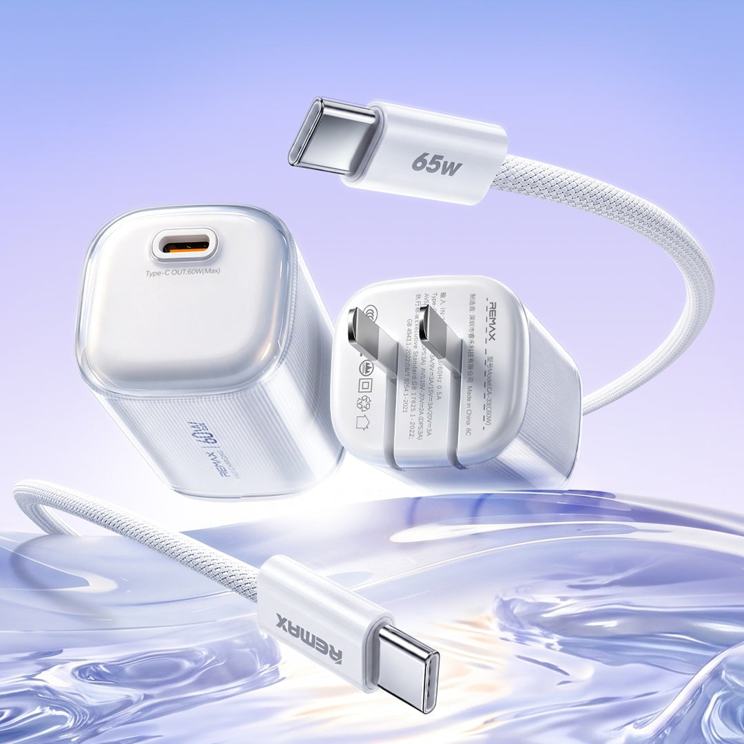 REMAX Lingsun Series 60W  GaN Foldable Charger + C-C  Data Cable Set CA-33(C60W)