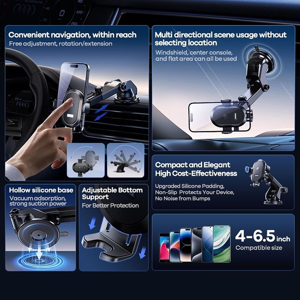 REMAX Multi-Angle Foldable Suction Cup Car Phone Holder RM-C03