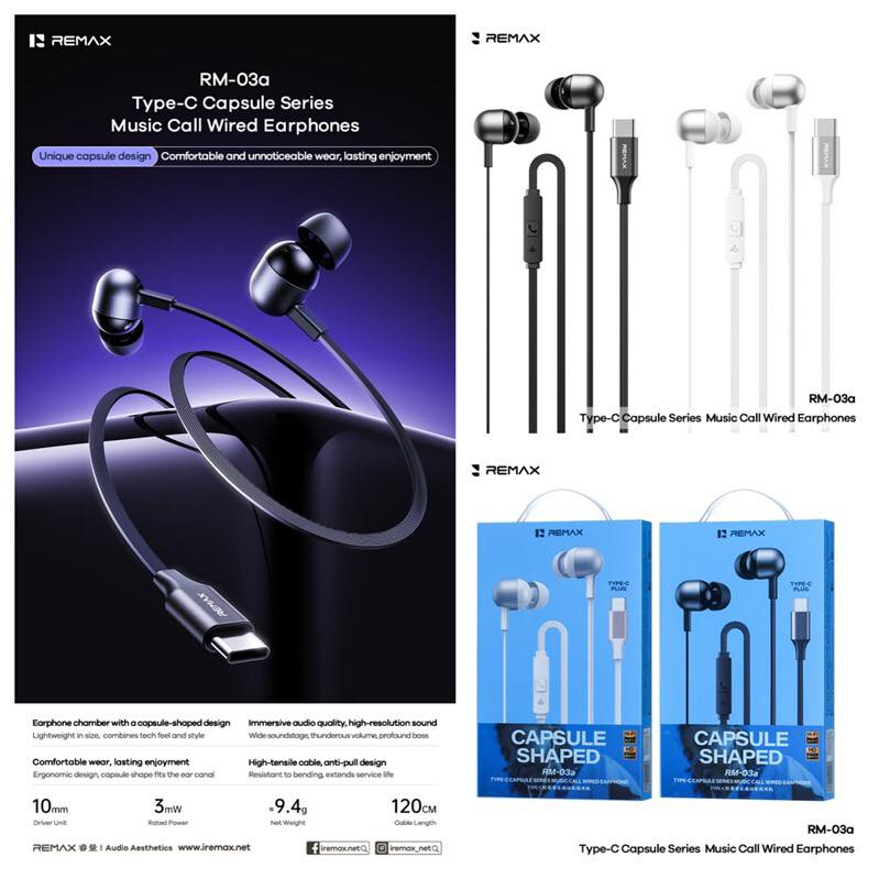 REMAX RM-03a TYPE-C Wired Earphones