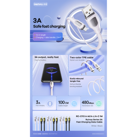 REMAX RC-C113 3.0A Fast Charging 1M (A-L)