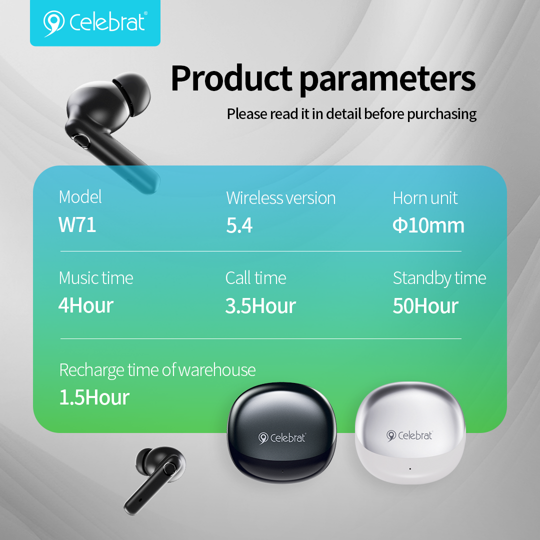 Celebrat W71 Bluetooth 5.4 TWS Earbuds